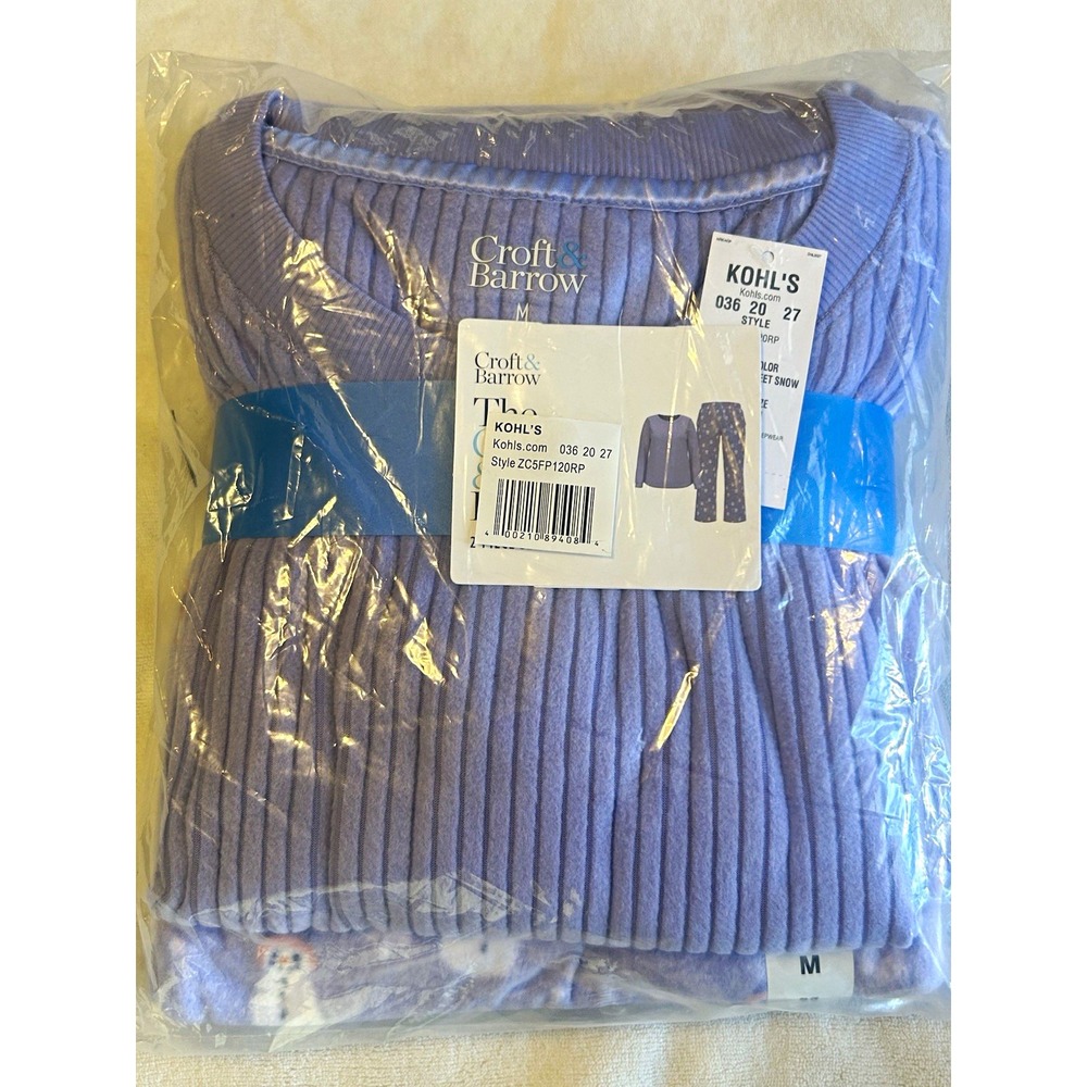 Croft & Barrow Women's M 2 Piece Pajama Set Sweet Snow Snowman NWT